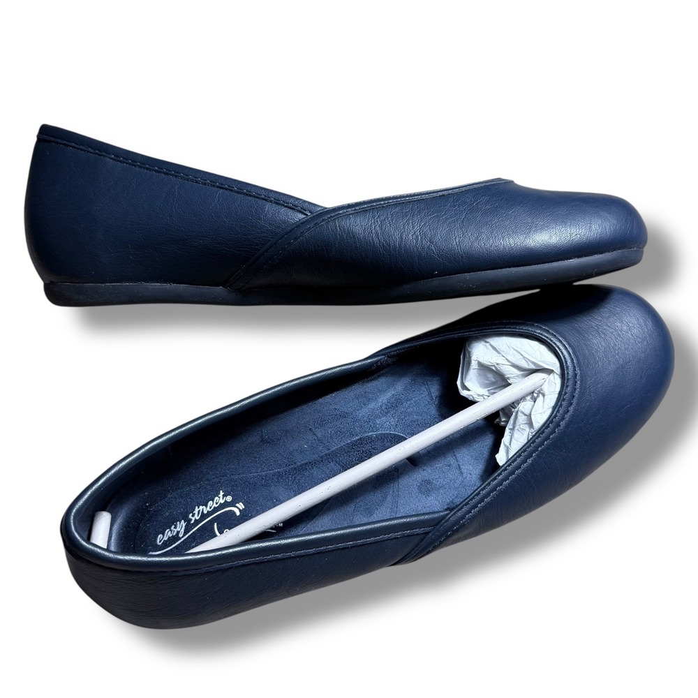 Easy Street Comfort Wave Navy Blue Ballet Flats Womens Size 8.5 N Narrow - Picture 2 of 11